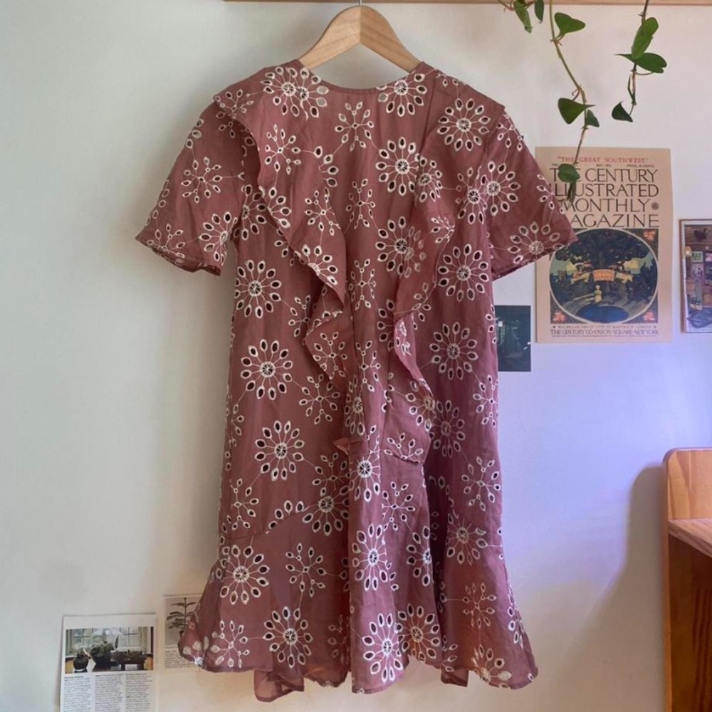 ZARA Terracotta Dandelion Floral Embroidery Dress